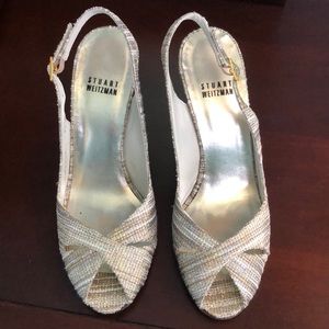 Stuart Weitzman Sparkly strap back heels 7.5